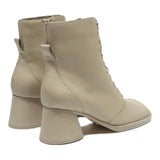 CHARLES & KEITH Womens Lace-Up Ankle Boots Beige Leather UK 2 Stylish