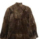 Womens Brown Synthetic Faux Fur Button Jacket L Plush Warm Winter