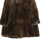 Womens Brown Synthetic Faux Fur Button Jacket L Plush Warm Winter