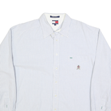 TOMMY HILFIGER Mens Blue & White Striped Shirt XL Classic Button-Down Cotton