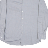HUGO Mens Grey Blue Shirt L Cotton Blend Classic Fit Casual Office