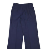 Womens Polyester Navy Relaxed Wide-Leg Trousers W26 L31 Zip Closure