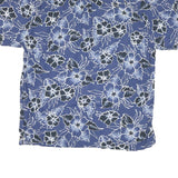 STRAIGHT DOWN Mens Blue Floral Rayon Shirt XL Lightweight Summer Casual