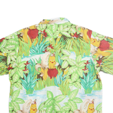 DR BEACH Mens Green Cotton Blend XL Tropical Print Shirt Short Sleeve Beachwear