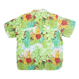 DR BEACH Mens Green Cotton Blend XL Tropical Print Shirt Short Sleeve Beachwear