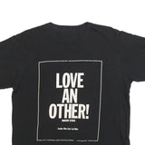 Womens Black Cotton Blend Graphic T-Shirt L Short Sleeve Crew Neck Love Positive