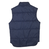 WOOLRICH Mens Blue Quilted Vest S Polyester Blend Puffer Button Closure Casual