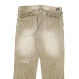 BANDYBUL Mens Jeans Beige Regular Straight Denim Light W35 L29 Cotton Blend Zip