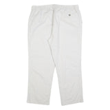 Womens Relaxed Fit White Linen Blend Trousers W38 L28 Comfortable Casual Elastic