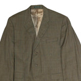 MACEYS Mens Brown Checked Classic Jacket XL Cotton Woven Button Closure