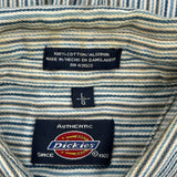 Dickies Striped Short Sleeve Shirt - Large White Cotton