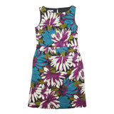 MONSOON Womens Black Blue & Purple Floral Day Cotton Blend Dress UK 14