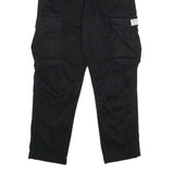 ZARA Mens Black Regular Cargo Trousers W30 L30 Cotton Blend Zip Pocketed