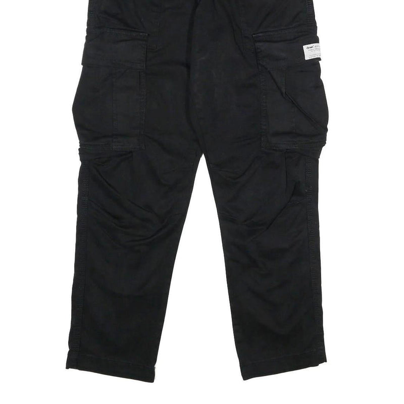 ZARA Mens Black Regular Cargo Trousers W30 L30 Cotton Blend Zip Pocketed