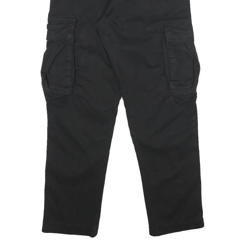 ZARA Mens Black Regular Cargo Trousers W30 L30 Cotton Blend Zip Pocketed
