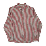 Lacoste Striped Shirt - Large Red Linen
