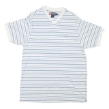 CHAPS RALPH LAUREN Mens White & Blue Striped Classic T-Shirt XL Short Sleeve