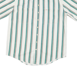 CUTTLE & BUCK Mens White & Green Stripe Button Down Shirt L Casual Cotton Blend