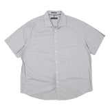 TOMMY HILFIGER Mens Light Grey & White Polka Dot Shirt XL Button Short Sleeve