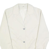 Womens Cream Button Jacket UK 14 Polyester Blend Plain Classic Long Sleeve