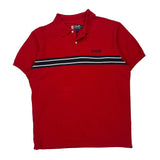 Chaps Ralph Lauren Striped Polo Shirt - Large Red Cotton