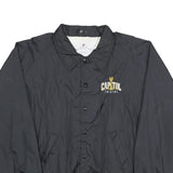 TRI-MARK Mens Black XL Nylon Coach Jacket Plain Button Closure Casual