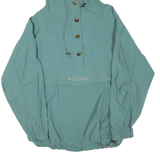 COLUMBIA Womens Blue Green Outdoor Jacket M Polyester Blend Hooded Zip Relaxed