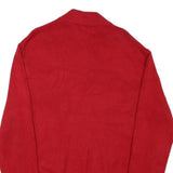 CHAPS Mens Red & Black Patterned Pullover Jumper Half Zip Cotton Blend L