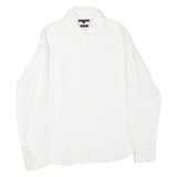 TOMMY HILFIGER Womens White Cotton Blend Shirt M Classic Button-Down Long Sleeve
