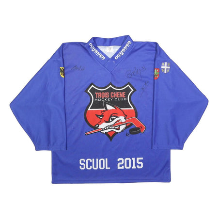 OCHSNER HOCKEY Mens Blue Troischene Hockey Club XS Long Sleeve V-Neck Graphic