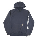 CARHARTT Mens Navy Blue Hoodie M Cotton Blend Pullover Logo Print