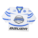 Mens White Blue Ochsner Hockey Academy Graphic T-Shirt XL Long Sleeve V-Neck
