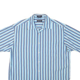 NAUTICA Mens Blue & White Striped Shirt L Cotton Blend Casual Button Front