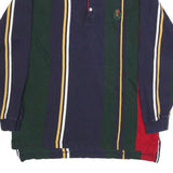 CHAPS RALPH LAUREN Mens Navy & Green Red Yellow Striped Long Sleeve Polo Shirt M