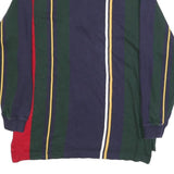 CHAPS RALPH LAUREN Mens Navy & Green Red Yellow Striped Long Sleeve Polo Shirt M