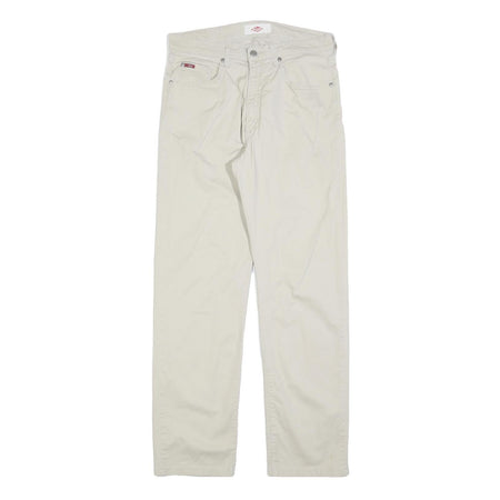 LEE COOPER Mens Cotton Blend White Regular Straight Trousers W33 L34 Classic Zip