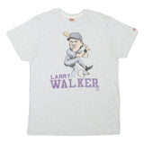 HOMAGE Mens White Larry Walker Graphic T-Shirt L Short Sleeve Crew Neck Baseball