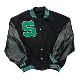 Letter S Unbranded College Varsity Jacket - XL Green Faux Leather