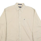 NAUTICA Mens Beige Cotton Button Down Shirt L Classic Fit Long Sleeve Casual