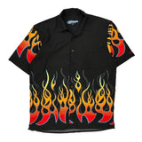 Flames Point Zero Short Sleeve Shirt - Medium Black Cotton