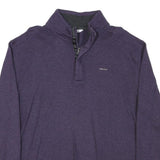 CALVIN KLEIN Mens Purple Jumper Pullover Plain Crew Neck Basic Knit L Cotton