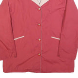 Womens Red & Cream Button Cotton Blend Jacket L Plain Stylish Lightweight