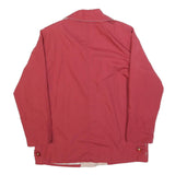 Womens Red & Cream Button Cotton Blend Jacket L Plain Stylish Lightweight