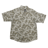 WOOLRICH Mens Green & Cream Tropical Print Shirt L Cotton Blend Summer Casual