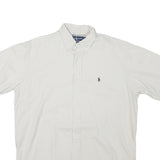 RALPH LAUREN Mens White Short Sleeve Button Down Collar Shirt M Classic Polo