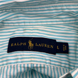 Ralph Lauren Striped Short Sleeve Shirt - Large White Cotton