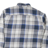 WRANGLER Mens Blue & Grey Check Cotton Blend Shirt L Casual Winter Flannel