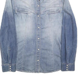 ESPRIT DENIM Womens Blue Ombre Denim Shirt M Casual Long Sleeve Button Up