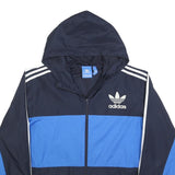 ADIDAS Mens Blue & Navy Hooded Zip Jacket L Polyester Blend Sportswear