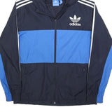 ADIDAS Mens Blue & Navy Hooded Zip Jacket L Polyester Blend Sportswear